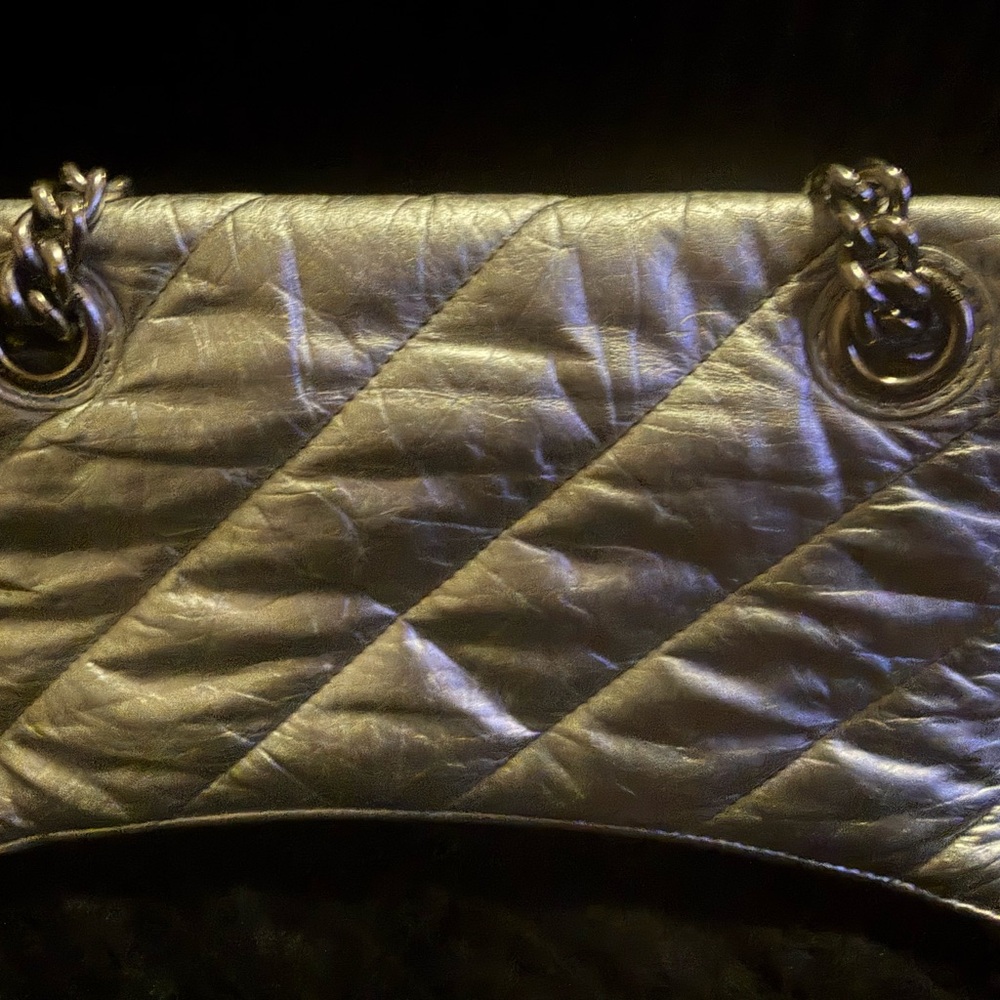 Balenciaga Metallic Silver Quilted Shoulder Bag - Picture 3 of 16